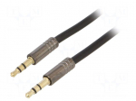 Cable | gold-plated | Jack 3.5mm 3pin plug,both sides | 2m | black