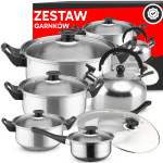 Tooted koju ja aeda // Erinevad kodu- ja majapidamistarvikud // Komplet garnk&oacute;w kuchennych 11 el. gaz indukcja czajnik patelnia + pokrywki - or201
