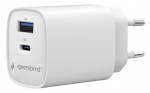 Charger Gembird 2-port 45W USB PD Fast Charger White Type-C Type-A