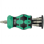 Wera Kraftform Kompakt Stubby Magazine RA 4, bit set black/green, 6-piece, 1/4", with ratchet function