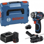 Bosch Powertools cordless drill/driver GSR 12V-32 FC Professional, 12Volt (blue/black, 2x Li-ion battery 2.0Ah, L-BOXX, metal drill chuck attachment, hammer drill attachment)