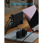 Obudowa IB-382H-C31 2,5/3,5 HDD z wbudowanym HUB 1xUSB-C, 2xUSB -A,  12V2A