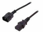 Cable | IEC C13 female,IEC C14 male | 1.8m | black | 10A | 250V