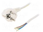 Cable | SCHUKO plug,CEE 7/7 (E/F) plug angled,wires | 2m | white