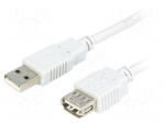 Cable | USB 2.0 | USB A socket,USB A plug | 3m | light grey