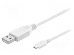Cable | USB 2.0 | USB A plug,USB B micro plug | 5m | white | Core: Cu