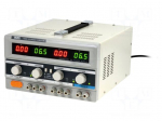 Power supply: laboratory | Channels: 3 | 0&divide;30VDC | 0&divide;3A | 0&divide;30VDC | 0&divide;3A
