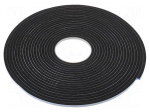 Tape: sealing | W: 6mm | L: 12m | Thk: 6mm | black | acrylic | PVC foam | 170%