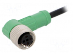 Connection lead | M12 | PIN: 3 | angled | 3m | plug | 250VAC | 4A | -25&divide;90&deg;C