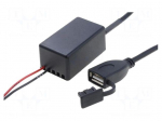 Automotive power supply | USB A socket | Sup.volt: 7&divide;12VDC | black