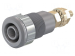 Laboratory connector: 4mm banana | socket | 1kV | 32A | grey | brass