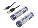 Re-battery: Li-Ion | 21700 | 3.6V | 5000mAh | &Oslash;21.4x76.7mm | 2pcs.