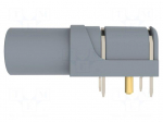 Laboratory connector: 4mm banana | socket | 1kV | 24A | grey | PCB | 10m&Omega;