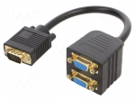VGA splitter | D-Sub 15pin HD socket x2,D-Sub 15pin HD plug