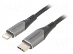 Cable | USB 2.0 | Apple Lightning plug,USB C plug | 2m | black | 3A