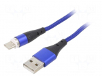 Cable | USB 2.0 | USB A plug,USB C plug | nickel plated | 2m | blue