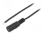 Cable | 2x0.35mm2 | wires,DC 5,5/2,5 socket | straight | black | 2m