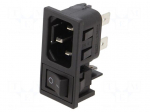 Connector: AC supply | socket | male | 10A | 250VAC | C14 (E) | IEC 60320