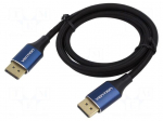 Cable | DisplayPort plug,both sides | PVC | textile | Len: 2m | black