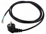Cable | 3x1mm2 | CEE 7/7 (E/F) plug angled,wires | PVC | 2.5m | black