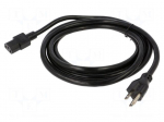 Cable | 3x14AWG | IEC C13 female,NEMA 5-15 (B) plug | PVC | 3m | black