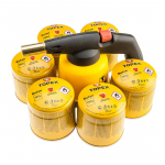 T&ouml;&ouml;riistad ja m&otilde;&otilde;teseadmed // Jootekolvid | Jootejaamad // Lampa lutownicza gazowa na naboje + 6 naboi gazowych z zaworkiem