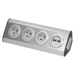 T&ouml;&ouml;riistad ja m&otilde;&otilde;teseadmed // Uued tooted t&ouml;&ouml;riistade, tarvikute kategoorias // Gniazdo meblowe, kuchenne montowane na rzepy, z ładowarką USB - 3x2P+Z, 2xUSB, INOX.