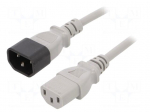Cable | 3x1mm2 | IEC C13 female,IEC C14 male | PVC | 1.8m | grey | 10A