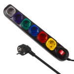 Elektrimaterjalid // Elektri laiendid, Pikendusjuhtmete, hajutuste ja UK ja USA adapterite komplekt // Listwa zasilająca Maclean, przedłużacz 6 gniazd, z włącznikiem, 250VAC/10A, 1.5m, MCE509 B