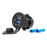 Auto- ja mootorrattatooted, elektroonika, navigatsioon, CB raadio // Auto elektroonikakomponendid : Installatsioonikaablid : Kaitsealused : &Uuml;hendused // Ładowarka samochodowa z gniazdami usb wodoodporna 4.2a 2xusb 12v 24v amio-04217