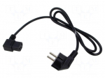 Cable | 3x0.75mm2 | PVC | 1.2m | black | 10A | 250V | Type: UNI-Schuko plug