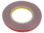 Tape: fixing | W: 9mm | L: 5.5m | Thk: 1.6mm | acrylic | grey | 39N/cm