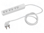 Extension lead | 2x1mm2 | 1.4m | PVC | white | Sockets no: 3 | 16A