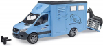 Bruder MB Sprinter animal transporter with horse, model vehicle (blue)