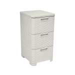 CURVER Rattan 206314 Storage Unit with 3 &times; 14 L Drawers, Cream