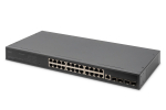 Switch Digitus Digitus v&otilde;rgul&uuml;liti, 24 porti 10/100/1000 + 4SFP+ UPLINK, 19-tolliste serverikappide jaoks, L2+ funktsionaalsus