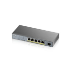 ZyXEL GS1350-6HP Gigabit Smart Switch, 5x RJ-45, 1x SFP, PoLRE/PoE++, l&uuml;fterlos