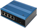 DIGITUS Switch Ind. 4-Port  10/100  30W PoE Unmanaged blau