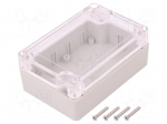 Enclosure: multipurpose | X: 70mm | Y: 105mm | Z: 40mm | ABS | grey | gasket