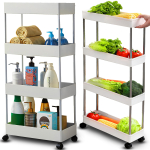 Furniture sections and sets // Kontorim&ouml;&ouml;bel // P&oacute;łka łazienkowa kuchenna 4 poziomowy regał szafka na k&oacute;łkach z haczykami - or1147