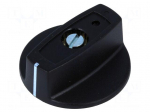 Knob | with pointer | ABS | &Oslash;shaft: 6mm | &Oslash;40x16mm | black | Shaft: smooth