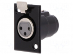 Socket | XLR | female | PIN: 3 | with push button | soldering | black