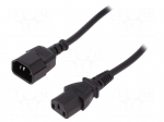 Cable | IEC C13 female,IEC C14 male | 5m | black | 10A | 250V