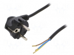 Cable | SCHUKO plug,CEE 7/7 (E/F) plug angled,wires | 2m | black