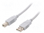 Cable | USB 2.0 | USB A plug,USB B plug | 2m | light grey