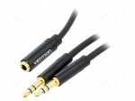 Cable | Jack 3.5mm 3pin socket,Jack 3.5mm 3pin plug x2 | 1.5m