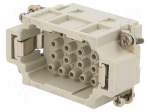 Connector: HDC | contact insert | male | 500V | PIN: 18 | 18+PE | size E10
