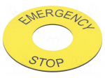 Label | yellow | Button marking: EMERGENCY STOP | Cutout: &Oslash;22mm