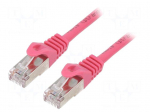 Patch cord | F/UTP | Cat: 6 | RJ45 plug | stranded | CCA | 5m | PVC | pink