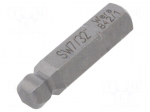Screwdriver bit | hex key,spherical | HEX 7/32" | Overall len: 25mm